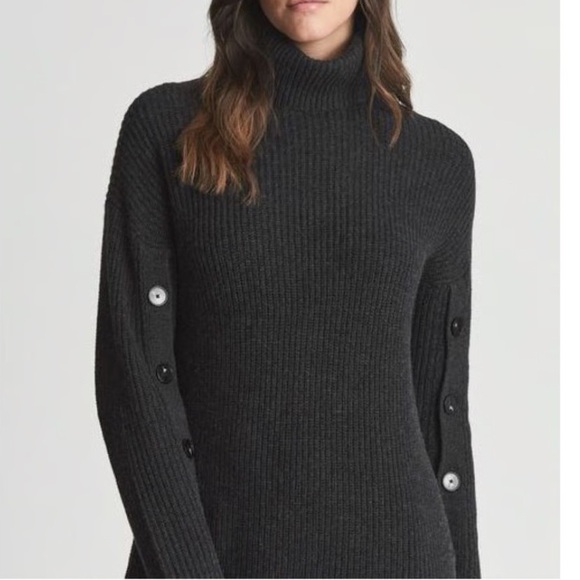 NWT REISS Cashmere blend Maggie Button Sleeve Knitted Sweater Dress  / Tunic XL - Picture 2 of 16